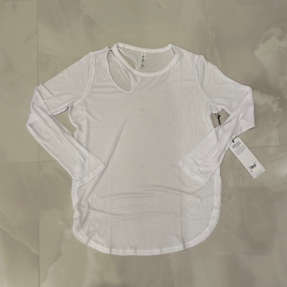 ALO Yoga Ribbed Peak Long Sleeve size L NTW